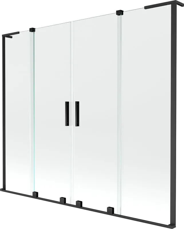 Mexen Velar L Duo параван за вана, двукрилен плъзгащ се 170 x 150 cm, прозрачeн, черен - 896-170-003-02-70