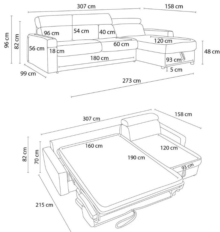Разтегателен ъглов диван в тухлен цвят (променлив) Monaco – Bobochic Paris