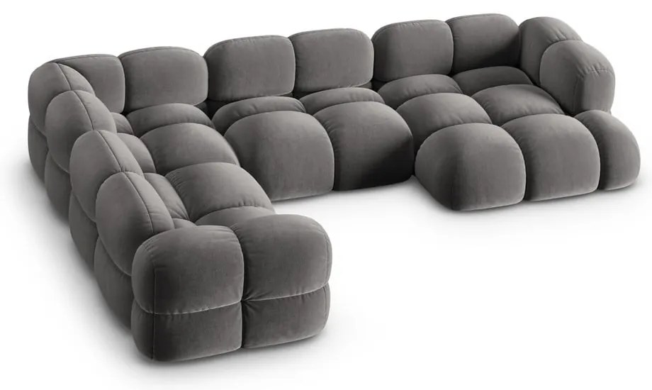 Сив кадифен ъглов диван (ляв ъгъл/U форма) Loretto – Cosmopolitan Design