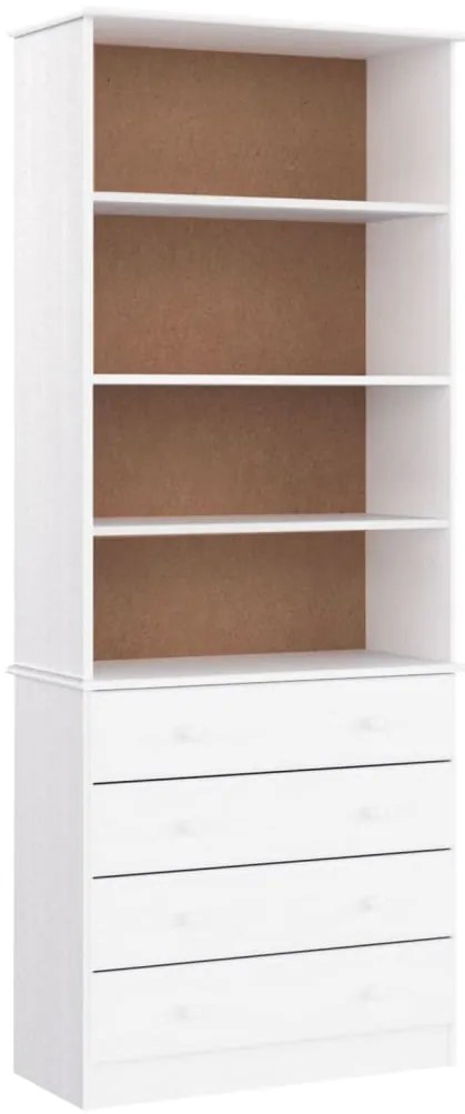 353954 vidaXL Библиотека с чекмеджета ALTA, бяла, 77x35x186,5 см, бор масив