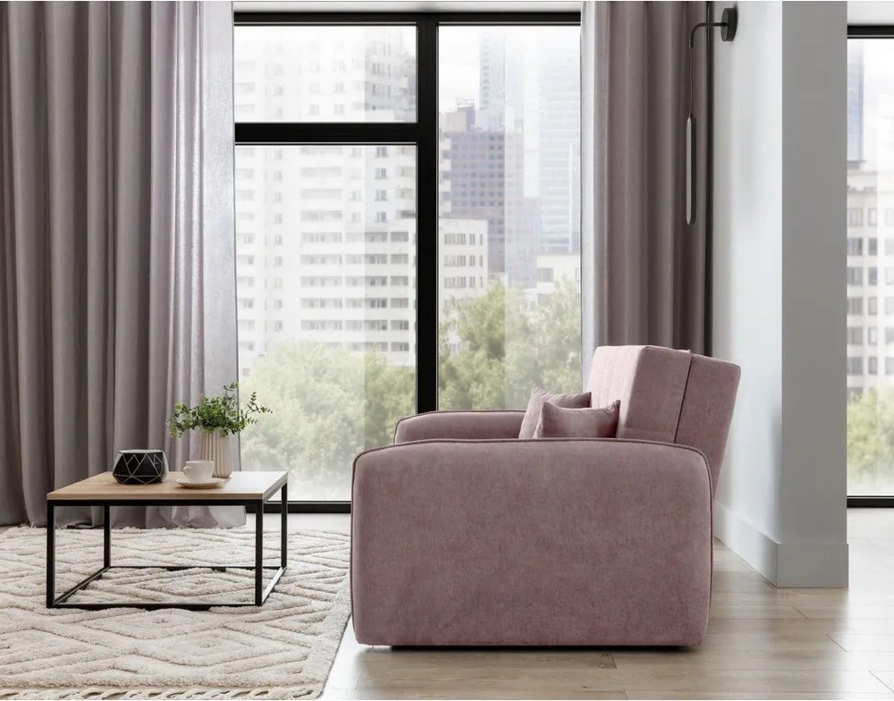 Розов шенилов разтегателен диван с място за съхранение 155 cm Laine – ELTAP