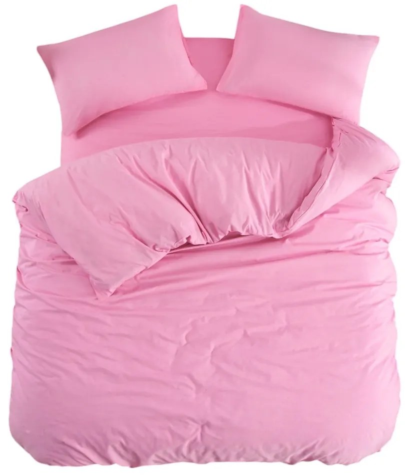 Розово единично удължено спално бельо с включен долен чаршаф 3 части 160x220 cm Classic – Mila Home