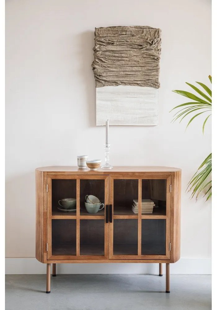 Витрина от масивно каучуково дърво в естествен цвят 100x80x38 cm Yaz – White Label