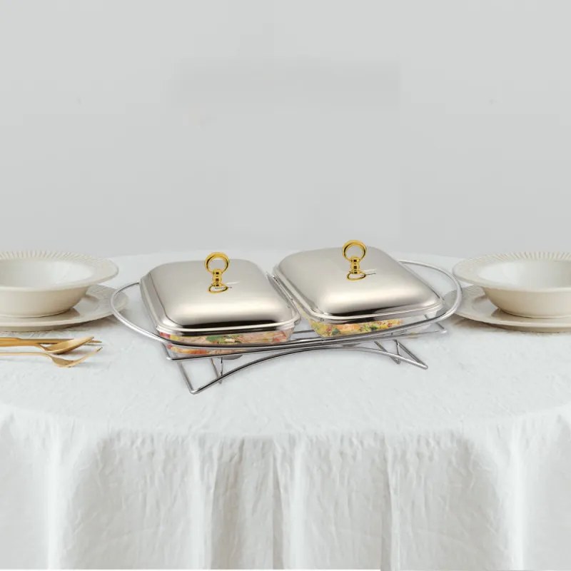 Съд за топло сервиране Klausberg KB 7922, 2х1.5 л, Термоустойчиво стъкло, Инокс/златист