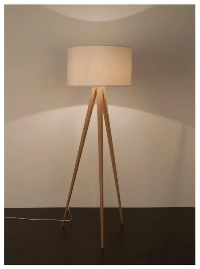 Бяла подова лампа Триножник Дърво, ø 50 cm - Zuiver