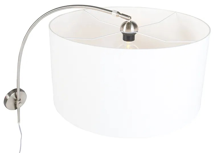 Модерна стенна арка лампа стомана с бял абажур 50/50/25 регулируема