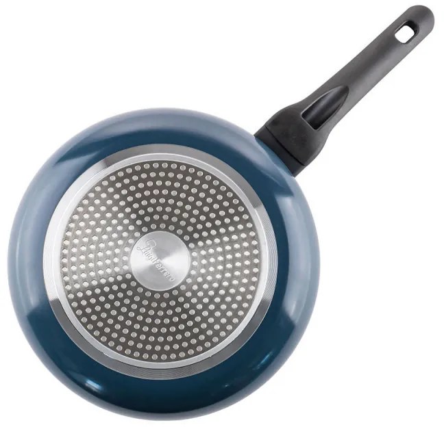 Дълбок тиган с капак Luigi Ferrero Prima FR-2634L, 26x7.5 см, 3.4 л, Незалепващо покритие, Стъклен капак с отвор за пара, Индукция, Тъмносин