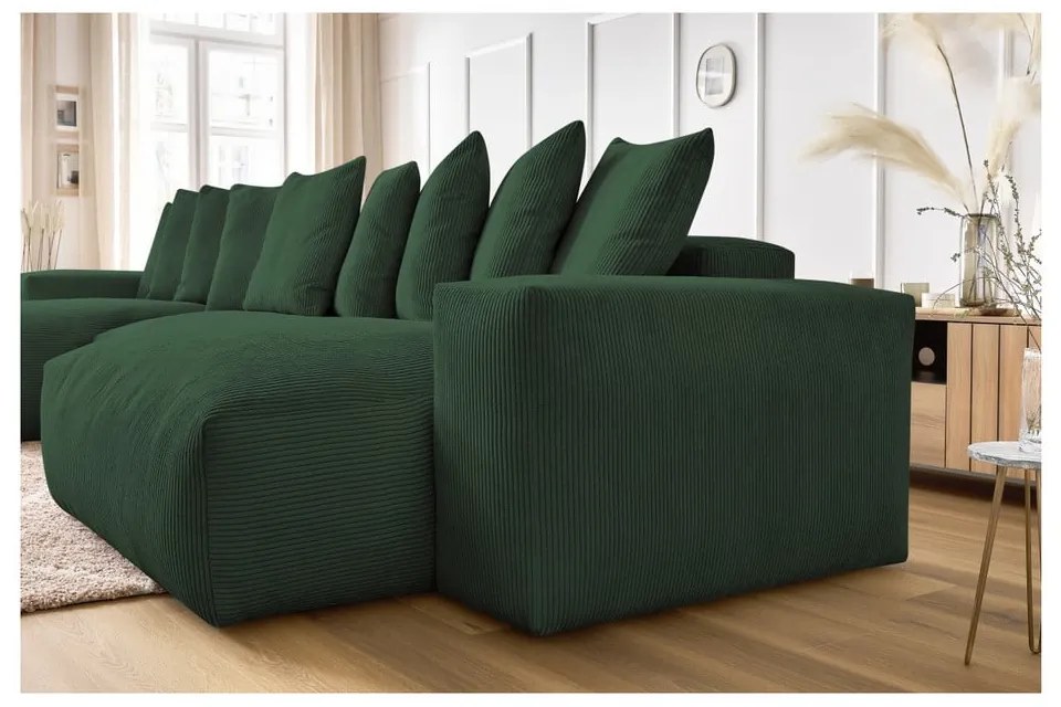 Зелен ъглов диван от рипсено кадифе Voltaire – Bobochic Paris