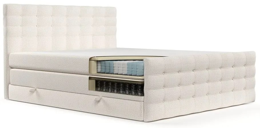 Кремаво боксспринг легло с място за съхранение 160x200 cm Blend – Maison de Rêve