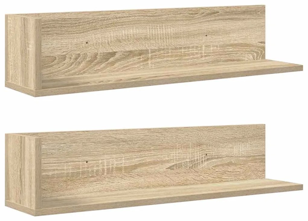 860033 vidaXL Стенни рафтове 2 бр сонома дъб 75x16,5x16,5 см инженерно дърво