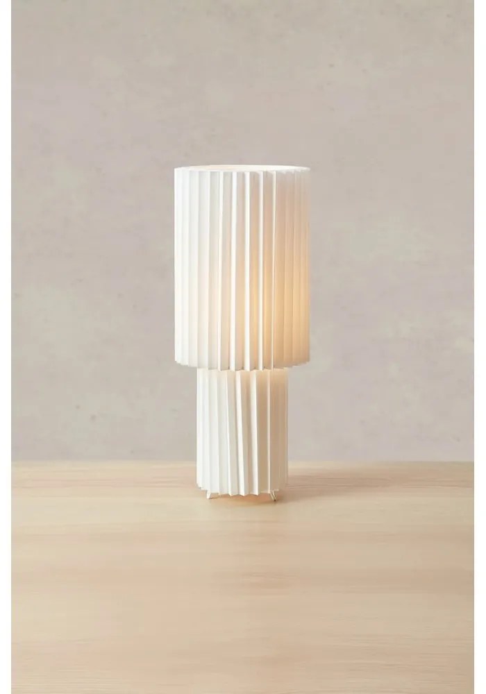 Бяла настолна лампа с текстилен абажур (височина 45 cm) Catis – Markslöjd