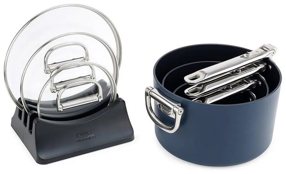 Касероли в комплект от 3 бр. с капак с керамично покритие подходящи за индукционен котлон Space – Joseph Joseph