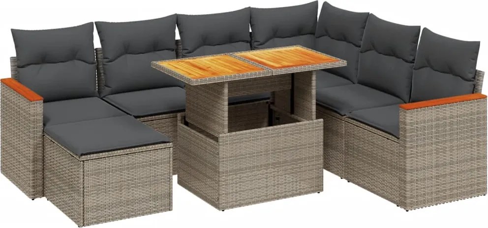 3276056 vidaXL Градински комплект диван с възглавници 8 части сив полиратан