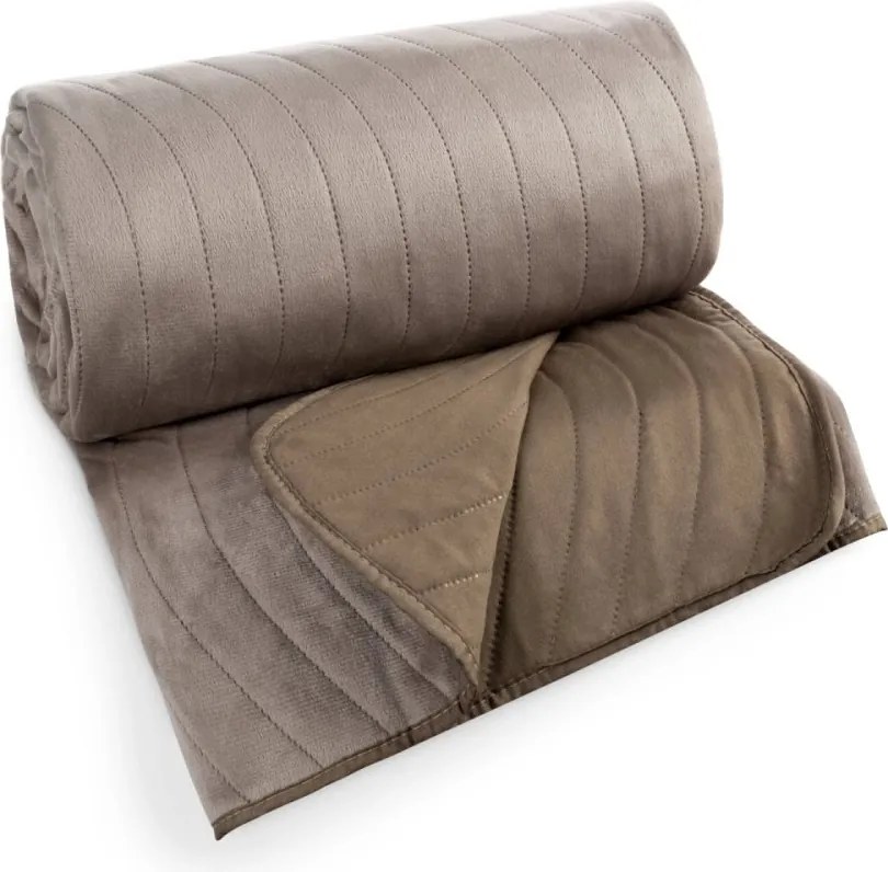 Бежова велурена покривка за легло с вълнообразни стегания Ширина: 170 см | Дължина: 210 см