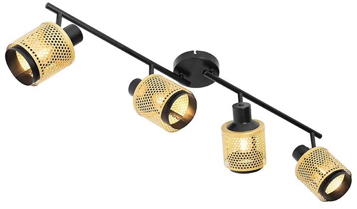 Индустриален прожектор черен със злато 4-светлина - Kayden