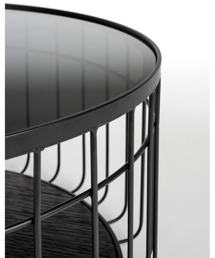 Черна масичка за кафе със стъклен плот, ø 60 cm Lance - White Label