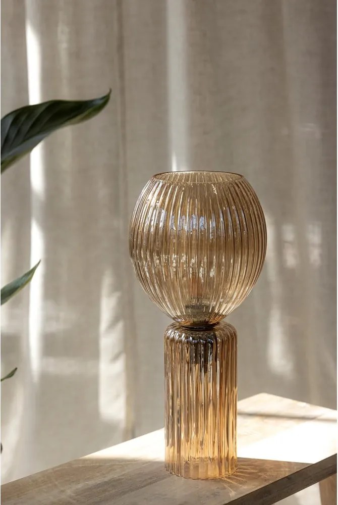 Настолна лампа в кехлибарен цвят със стъклен абажур (височина 40 cm) Toulipa – Markslöjd