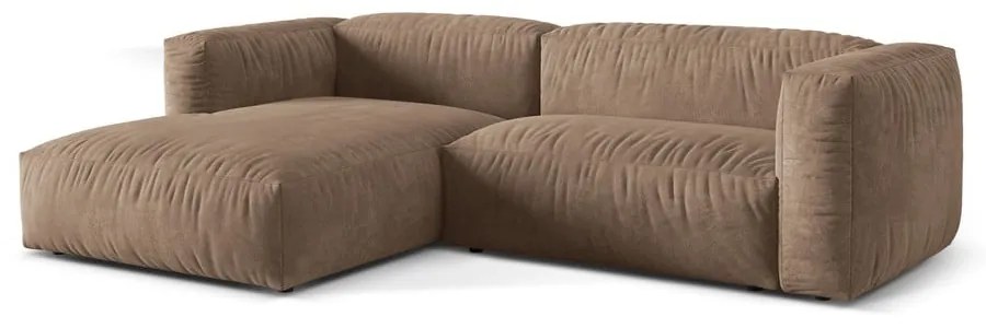 Светлокафяв кадифен модулен ъглов диван (ляв ъгъл) Martina – Micadoni