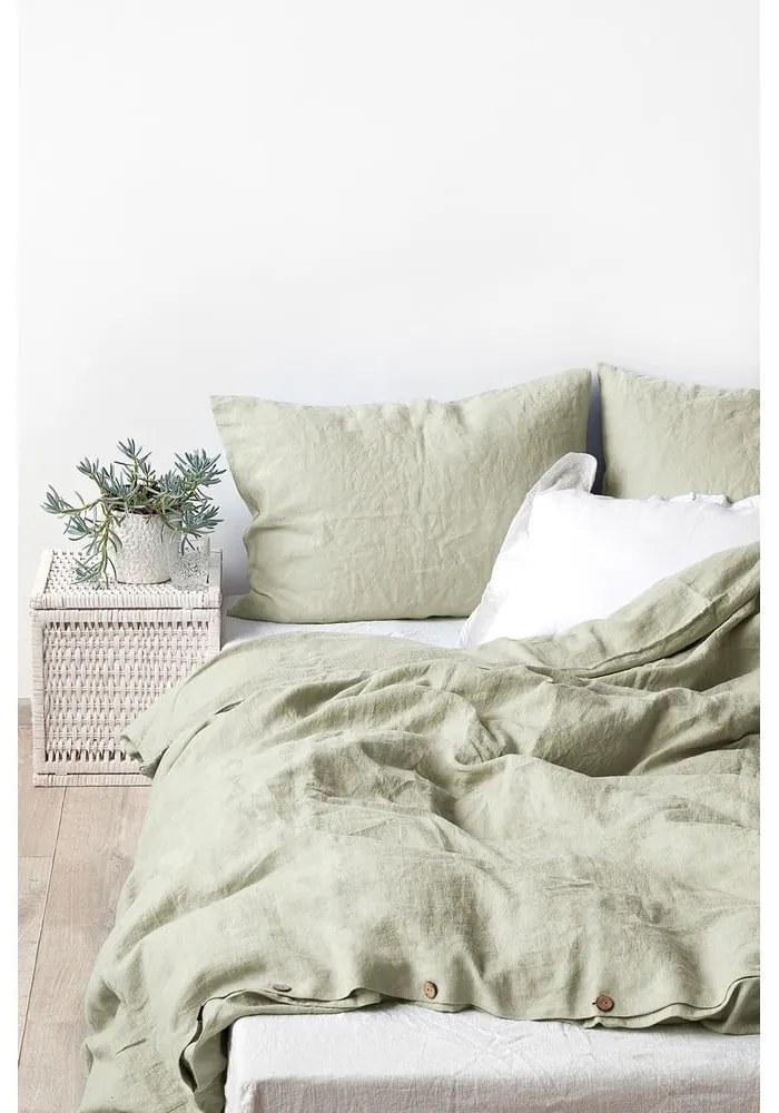 Светлозелена ленена калъфка за възглавница , 70 x 90 cm - Linen Tales