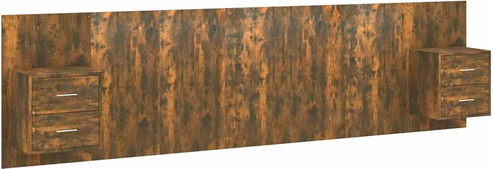 3115737 vidaXL Горна табла за легло с шкафчета, опушен дъб, инженерно дърво