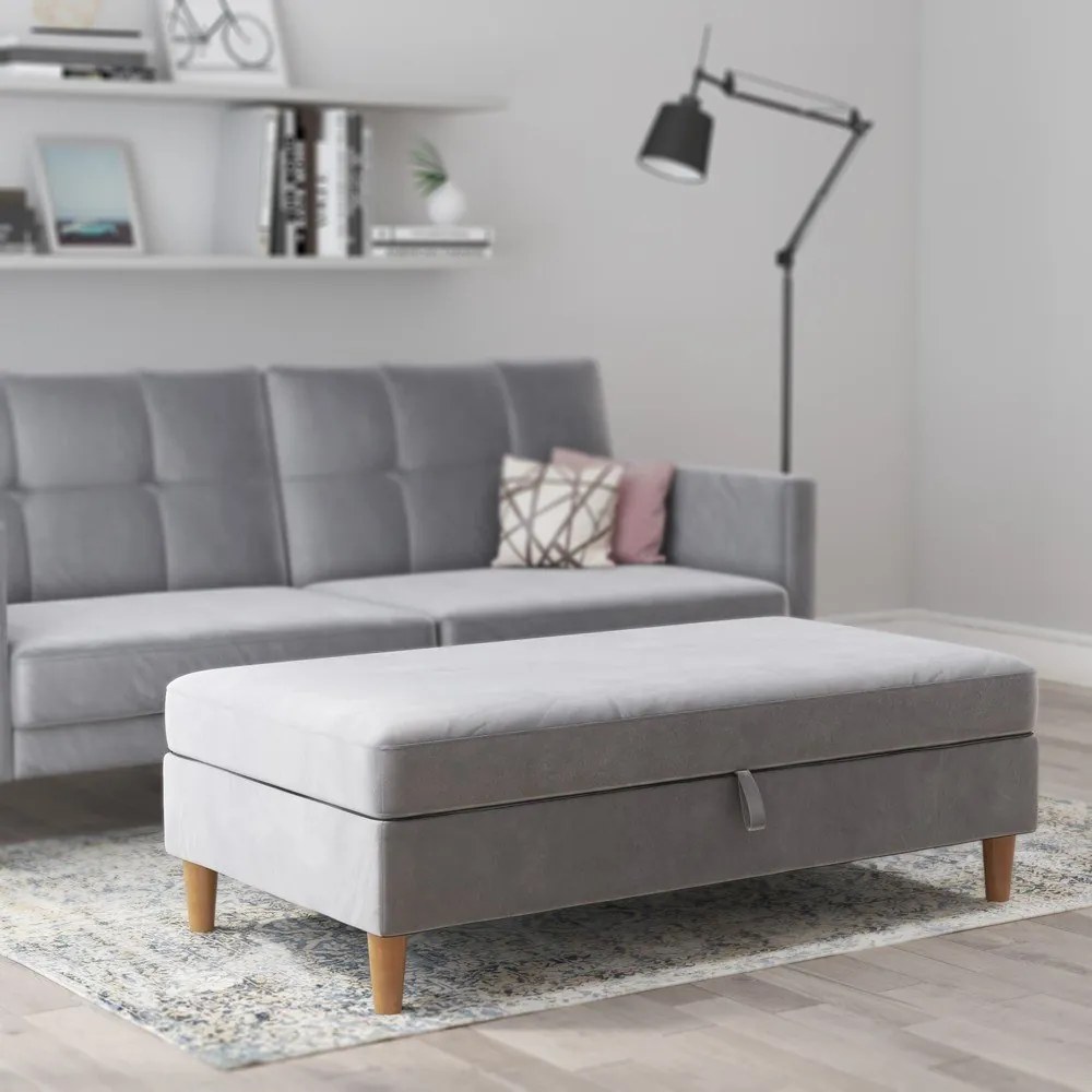 Светлосива кадифена табуретка Lilly – Støraa