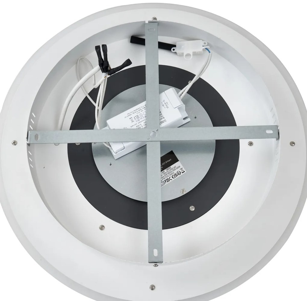 Дизайнерска таванна лампа бяла с тъмно сиви кръгове вкл. LED димируема - Taylor