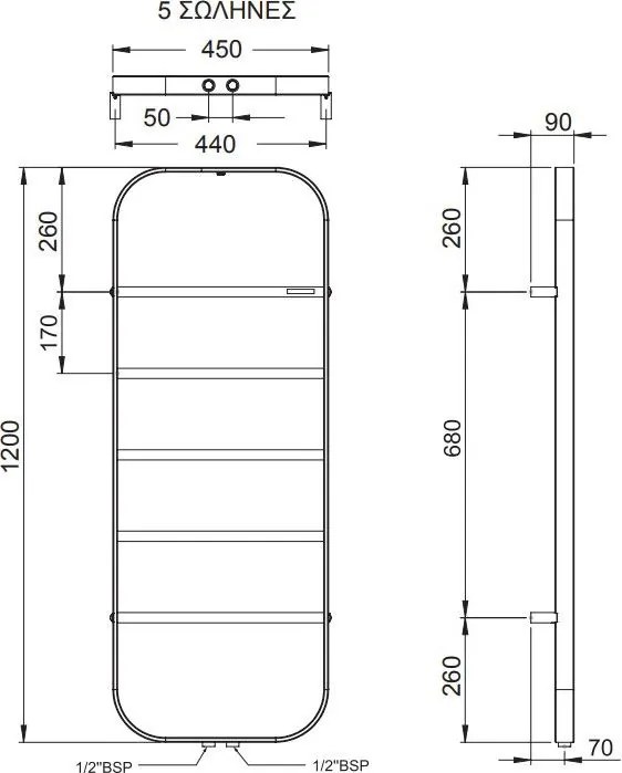 Релса за кърпи с отопление Solo-Бронз