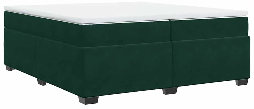 3285308 vidaXL Боксспринг легло с матрак, тъмнозелено, 200x200 см, кадифе