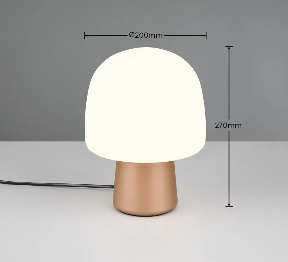 Бяла и бронзова настолна лампа със стъклен абажур (височина 27 cm) Steen – Trio