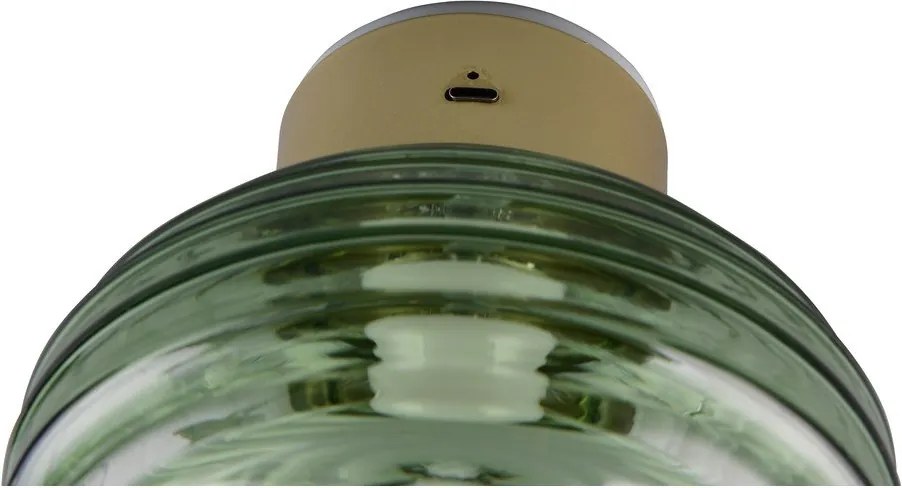Зелена стъклена LED стенна лампа с USB ø 15,5 cm Earl – Reality