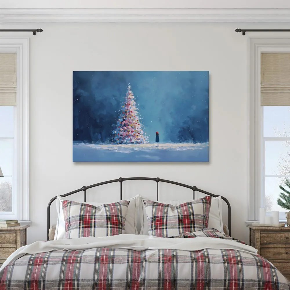 Картина на платно – Коледно дърво и самотен пътник