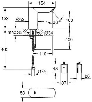 Електронен кран за мивка Grohe Bau Cosmopolitan II