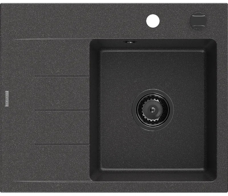 Mexen Ben гранитна мивка с 1 отделение с отцедник, дясна 600 x 500 мм, черна на