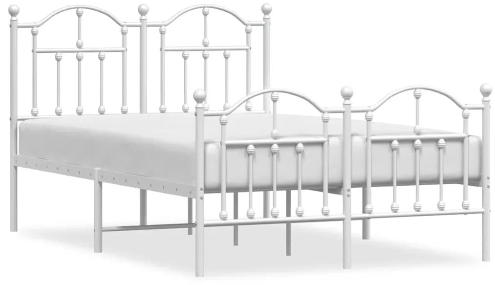 353503 vidaXL Метална рамка за легло с горна и долна табла, бяла, 120x190 см