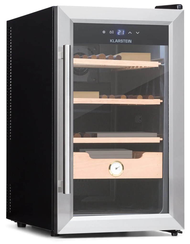 Klarstein El Presidente 48, Хумидор за пури, 48L ,  3 чекмеджета, 1 чекмедже от кедрово дърво