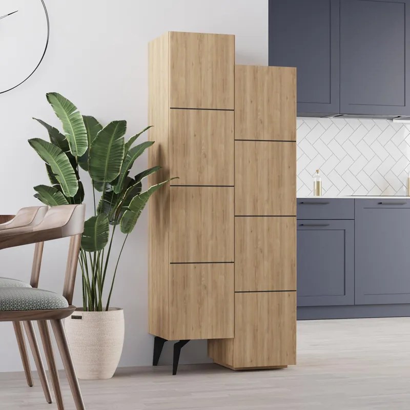 Меламинов многофункционален шкаф Stair в цвят дъб 62,2x37,4x156см