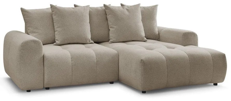 Бежов шенилов сгъваем/с място за съхранение ъглов диван (десен ъгъл) Roxelane – Bobochic Paris