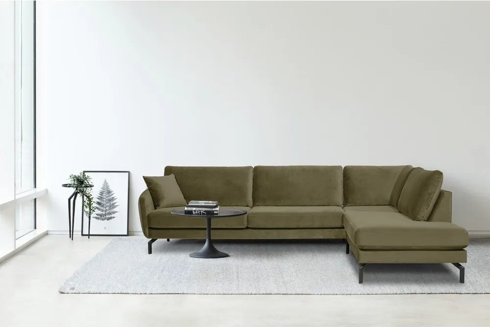 Ъглов диван от зелено кадифе (десен ъгъл) Magic - Scandic