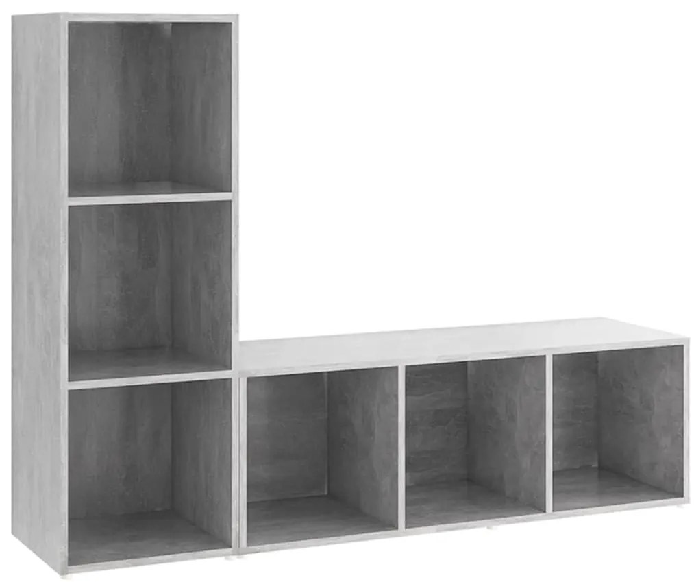 3079938 vidaXL ТВ шкафове, 2 бр, бетонно сиви, 107x35x37 см, инженерно дърво
