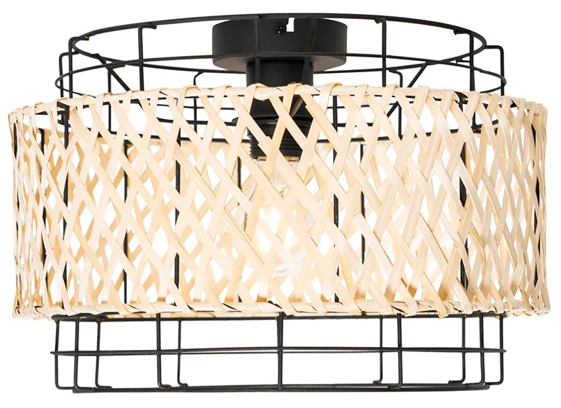Ориенталски таванен аплик черен с бамбук - Irena