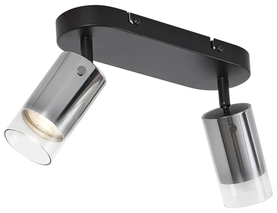 Модерен таванен прожектор Gunmetal 2-лампи Въртящ се и регулируем - Drain
