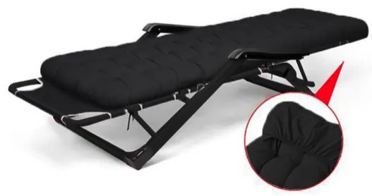 Градински шезлонг с черна рамка и възглавница Син