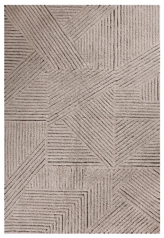 Светлокафяв ръчно изработен вълнен килим подходящ за пране 170x240 cm Golden Coffee – Lorena Canals