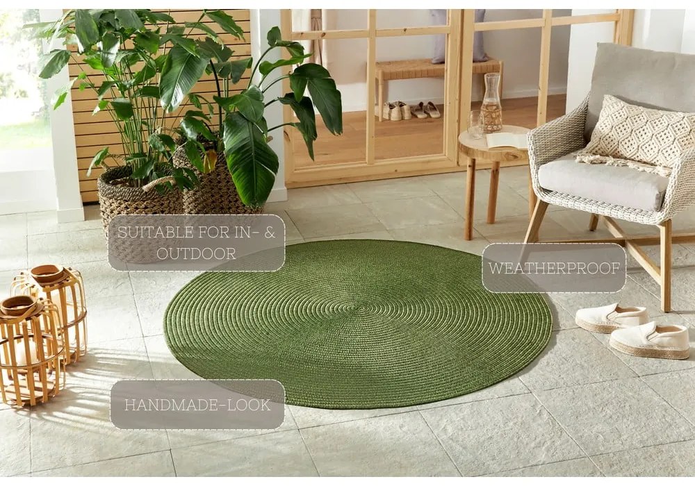 Зелен кръгъл килим за открито ø 150 cm - NORTHRUGS