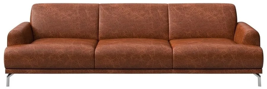 Червено-кафяв кожен диван , 240 cm Puzo - MESONICA