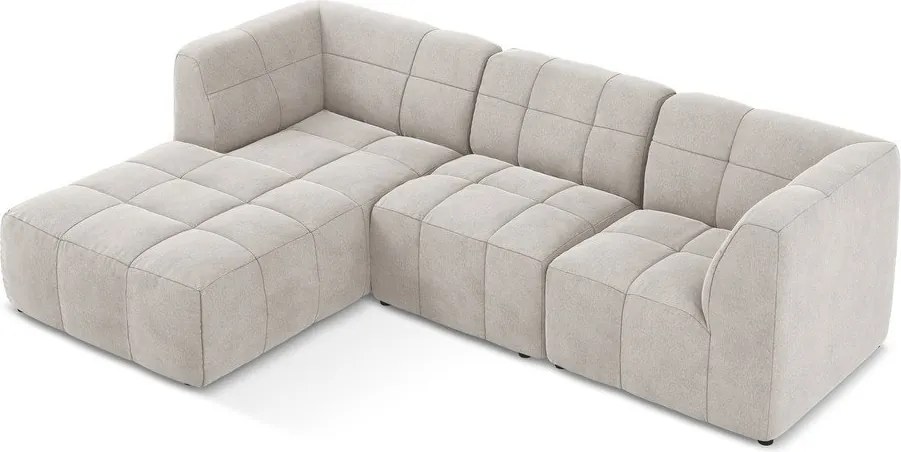 Бежов кадифен ъглов диван (ляв ъгъл) Aloha – Makamii