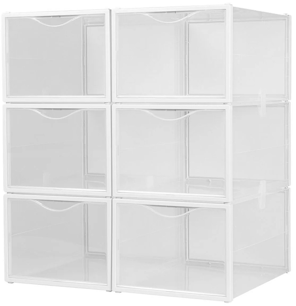 Stackable shoe box Max Home Бял 6 броя полипропилен ABS 25 x 18,5 x 35 cm