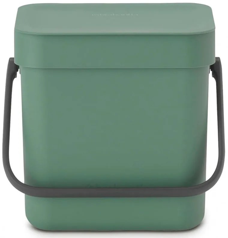 Кош за разделно събиране на боклук Brabantia Sort&Go 1003229, 3 л, Дръжка, Възможност за стенен монтаж, Тъмнозелен