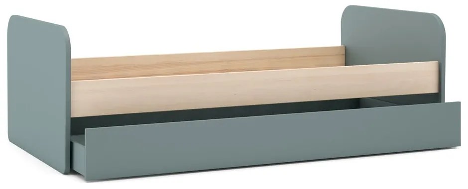 Сиво-зелено разтегателно детско легло от декор от бор с място за съхранение и включена подматрачна рамка 90x200 cm Esteban – Marckeric