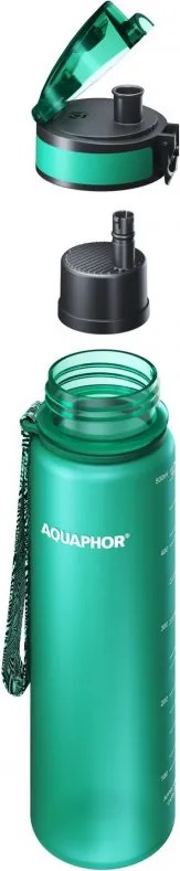 Филтрираща бутилка за вода Aquaphor City 160045, 500 мл, Тритан, Активен въглен, Aqualen, Заключващ се капак, Тъмнозелен